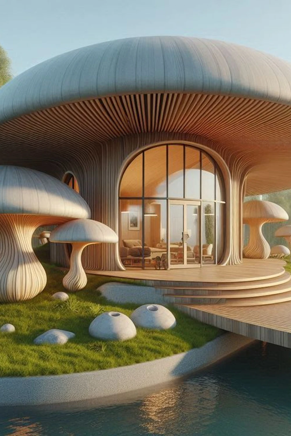 Futuristic Mushroom-Inspired Modern Home Design: Nature Meets the Future