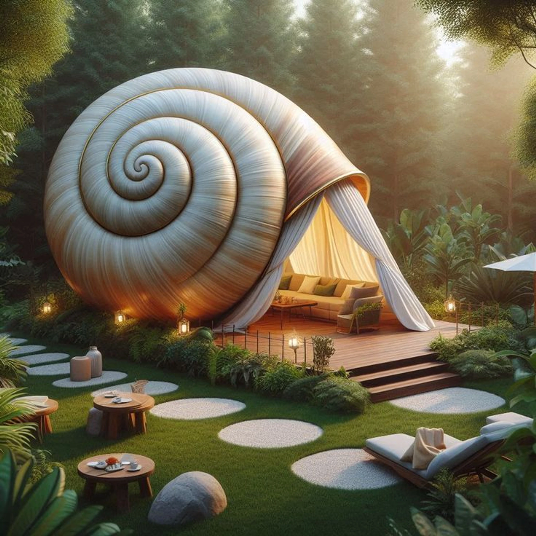 Shell-Shaped Home Retreat: A Unique Tiny Home for Camping