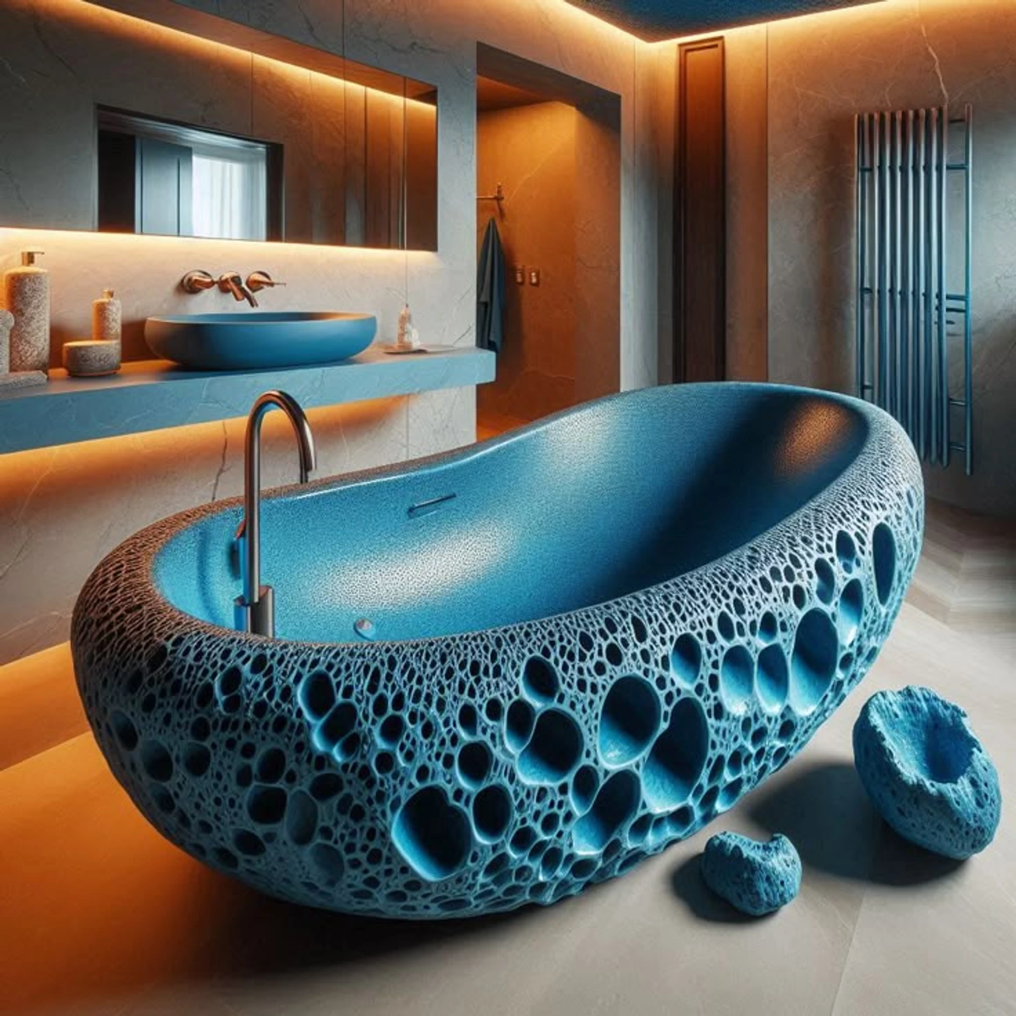 Unique Blue Lava-Inspired Bathtub: A Creative Addition to Your Bathroom